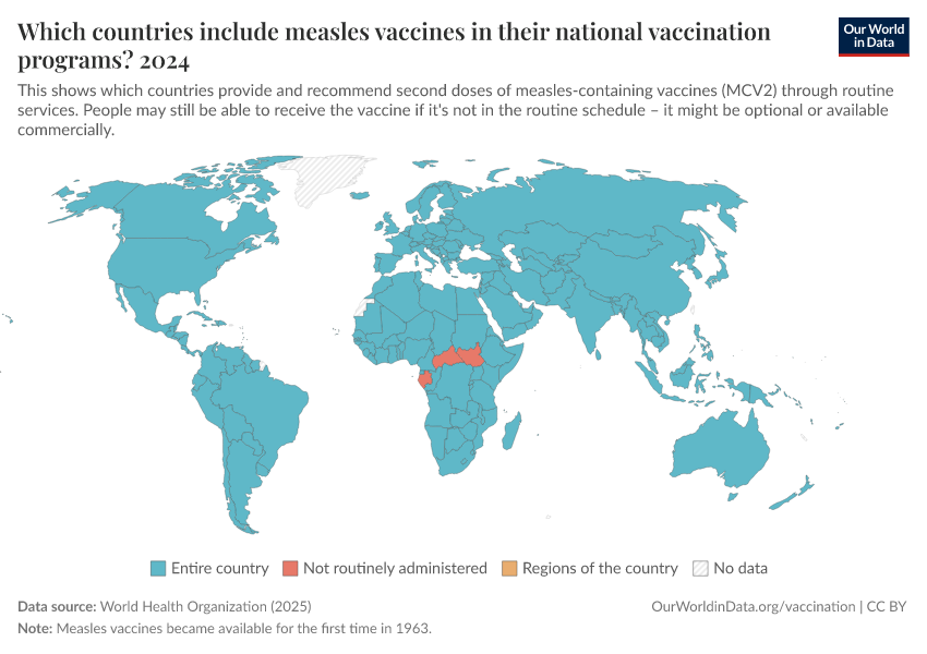 A thumbnail of the "Which countries include measles vaccines in their national vaccination programs?" chart