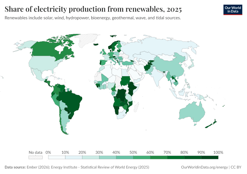 A thumbnail of the "Share of electricity production from renewables" chart