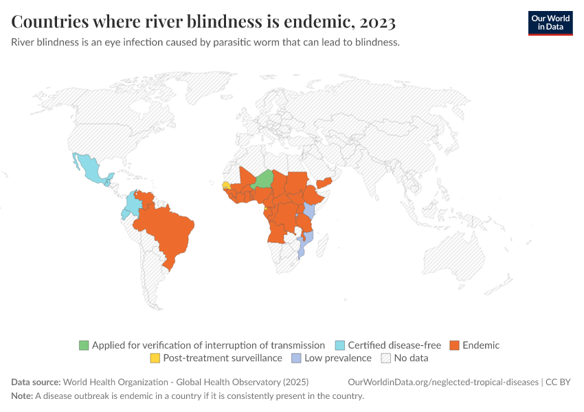 A thumbnail of the "Countries where river blindness is endemic" chart
