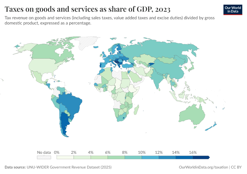 A thumbnail of the "Taxes on goods and services as share of GDP" chart